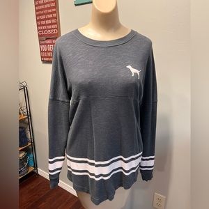 PINK long sleeve grey sweater material shirt.